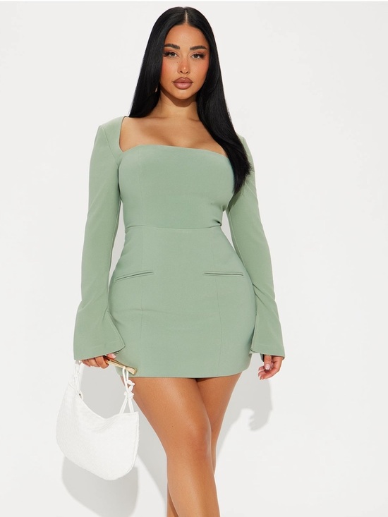 Fashion Nova Dresses & Skirts - Fashion Nova Blaire Square Neck Mini Dress - Sage Green